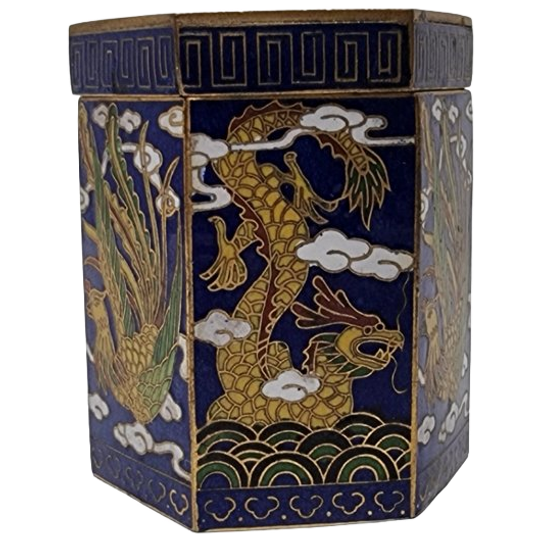 Vintage 6-hoekig Cloisonné Doosje 1