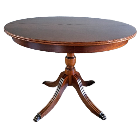 Verlengbare Tafel Van Mahoniehout Met Messing Leeuwenpootjes 1