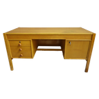 Large Blonde Wood Desk 1960S thumbnail 1