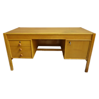 Large Blonde Wood Desk 1960S