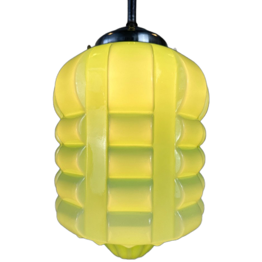 Art Deco Hanglamp ‘skyscraper’ – Opaline Groen 1