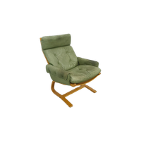 Groen Leren Fauteuil Met Houten Frame