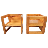 2 Vintage Pine Marcel Gascoin Kinderstoel Kindertafel ´70