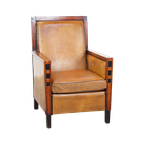 In Goede Staat Verkerende, Strakke Art Deco Design Fauteuil Met Leuke Details Gemaakt Van Schapen thumbnail 1