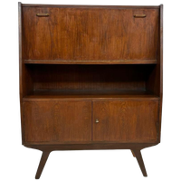 Vintage Secretaire Wandkast Werkplek Jaren 60 Teak Fineer