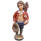 Vintage Gispen Beeld Zigeuner-, Kermis-, Draaiorgel Jongen. thumbnail 1