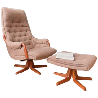 Deens Design Relax Fauteuil Met Voetenbank En Teak Hout