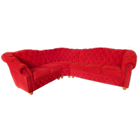 Classic Chesterfield 3×2 Hoekbank – Rood Stof