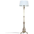 Antieke Staande Engelse Vloerlamp Roodkoper En Messing thumbnail 1