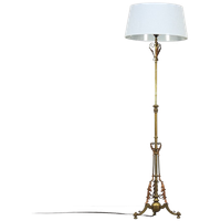 Antieke Staande Engelse Vloerlamp Roodkoper En Messing