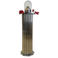 Unieke Handgemaakte Chromen Zuil / Piedestal (Art Deco) / Unique Handmade Chrome Pedestal