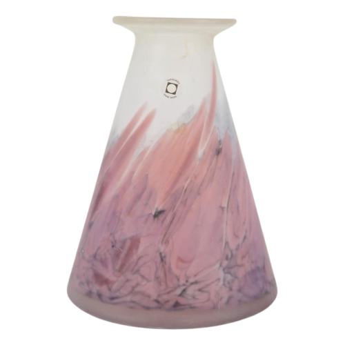 Vintage Tarnowiec Handmade Abstract Art Glas Vase Paars '90