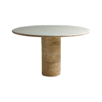 Mid-century Vintage Travertijn Ronde Eettafel Van Up & Up, Italië 1970