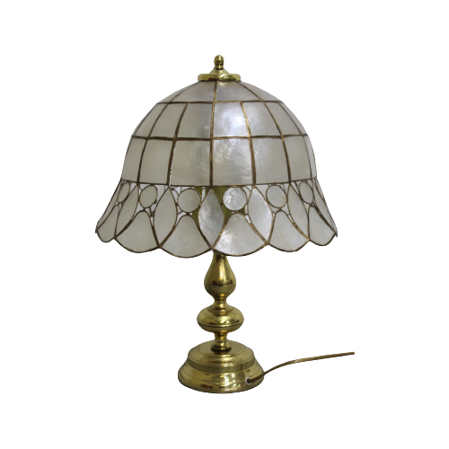 Vintage Messing Tafellamp - Parelmoer, Messing, Honsel, Jaren '70 | 01234