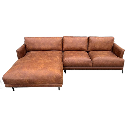 !!opruiming !! Livin24 Hoekbank Denver Cognac Nieuw 1