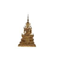 Grote Antieke Bronzen Boeddha 24 Karaat Goud 19De Eeuw Thailand