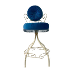 Vintage Vanity Chair / Barok Blauw Stoeltje / Kruk thumbnail 1