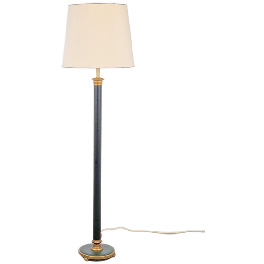Vintage Neoclassic Groen Leer Vloerlamp Goud ´50 Neoklassiek 1