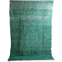 Vintage Mid-Century Handgeknoopt Groen Vloerkleed In Wol