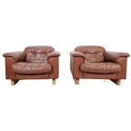 Vintage Set Of 2 De Sede Ds 101 Fauteuil Dik Bruin Leer ’70 thumbnail 1