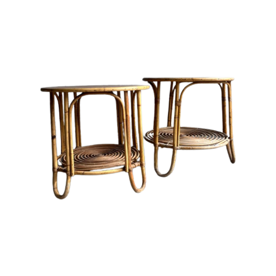 Vintage Rotan Side Tables In The Style Of Rohé Noordwolde 1