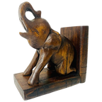 Vintage Houten Olifant Boekensteun thumbnail 1