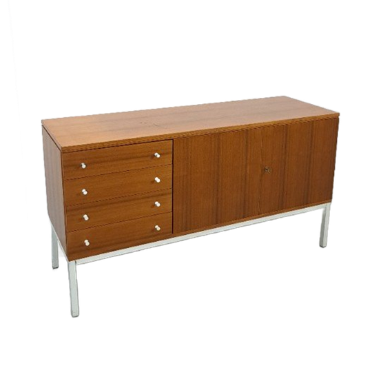 Fineer Dressoir Uit Zweden Met Wit Stalen Poten 1