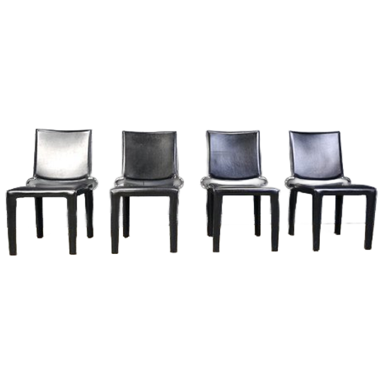 Black Leather Dining Chairs By Arper Italy, 1980s - Set Of 4 1