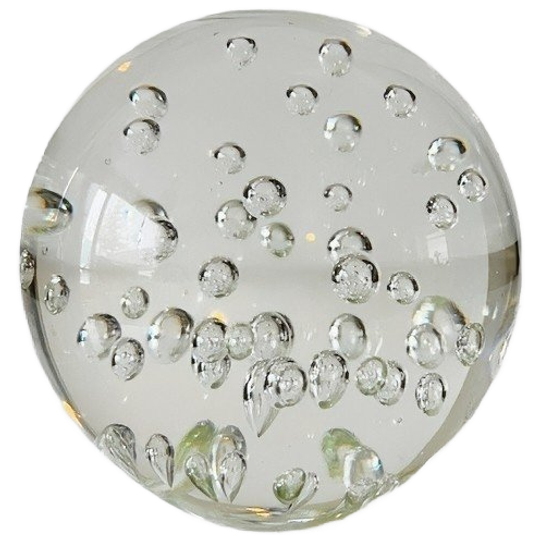 Vintage Glazen Presse Papier Helder Kristal Gecontroleerde Bubbels 8,5 Cm 1