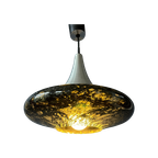 Mid Century Doria Leuchten Zwart Glazen Hanglamp - Space Age Hanglamp - Jaren '70 Glazen L thumbnail 1