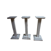 Vintage Set Van 3 Witte Houten Zuilen