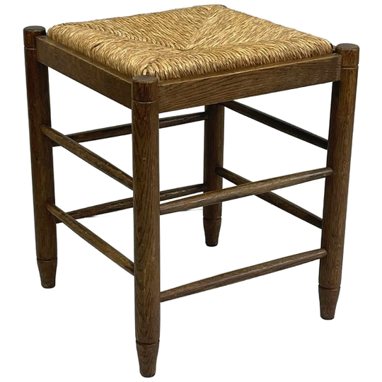 Eiken/biezen Kruk Vintage J`70 Riet 1