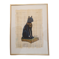 Kunstwerk Bastet Op Papyrus