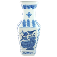 Grote Chinese Vaas Blauw Wit Vogels