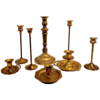 Verzameling Messing Kandelaars Kandelaar Vintage Set