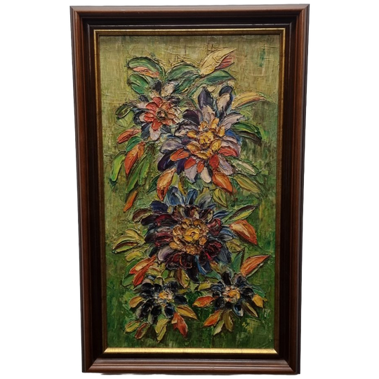 Vintage Floraal Olieverf Schilderij 1