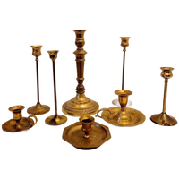 Verzameling Messing Kandelaars Kandelaar Vintage Set