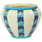 Polychrome Bloempot Vaas Catteau Boch Keramis Art Deco Ca. 1922 thumbnail 1