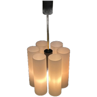 Vintage Hanglamp / Kroonluchter, Melkglazen Kokers, Duitsland 1970's