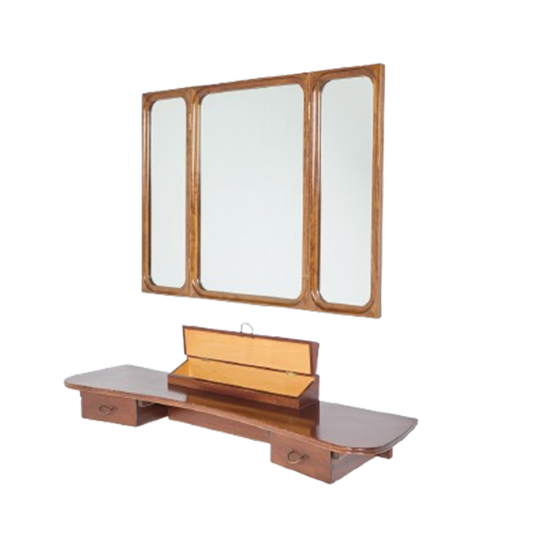 Danish Mid-century Modern Wall Console With Mirror By Frode Holm For Illums Bolighus, 1950’s 1