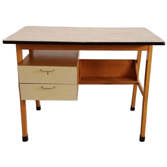 Vintage Mid Century Hout En Formica Bureau 1