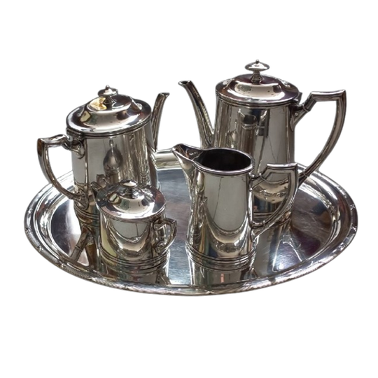 Wellner Soehne Verzilverd Koffie/theeservies. 1