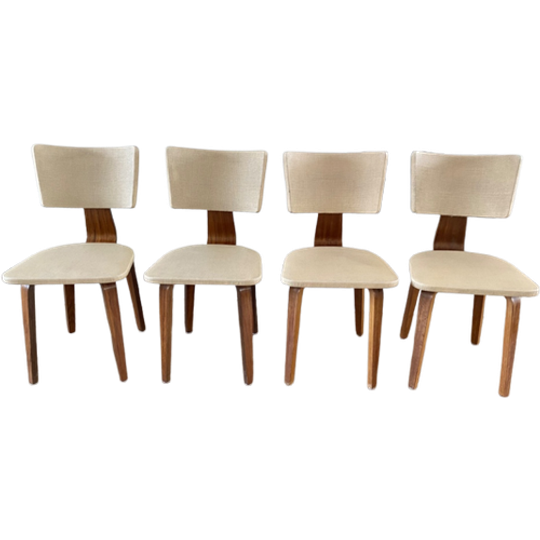 4 Vintage Cor Alons Den Boer Plywood Stoelen ‘50 1