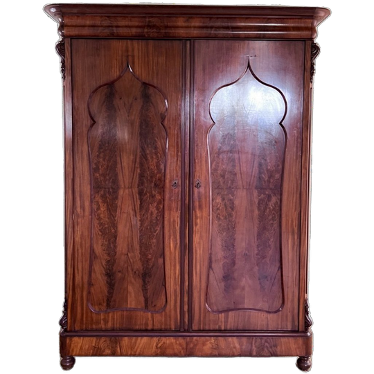 Demontabele Antiek Mahonie Hang/ Leg Kledingkast Met Binnenlades, 175 Cm Breedste Punt 1