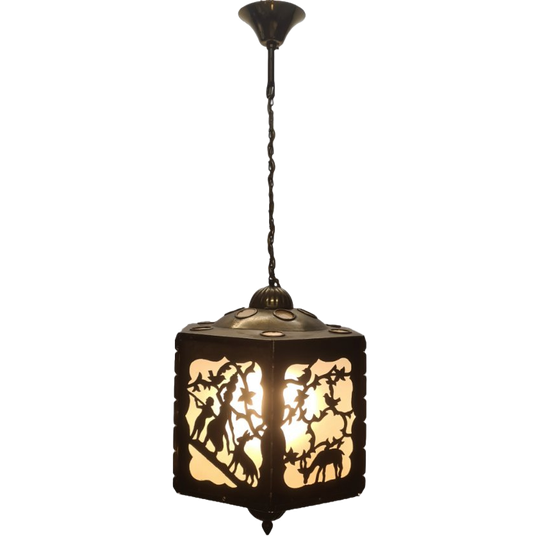 Antiek Ajour Gezaagd Messing Hanglamp 1