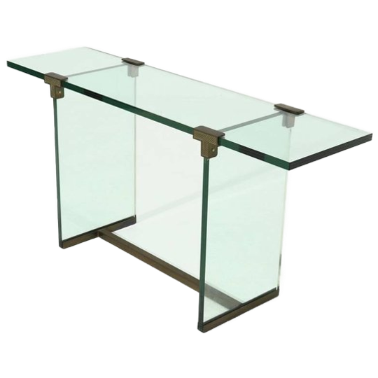 Peter Ghyczy Console Table Model T30 In Glass And Brass 1970s 1