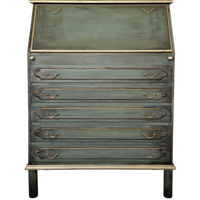 Groen En Goud Secretaire/ Vintage Look Kast