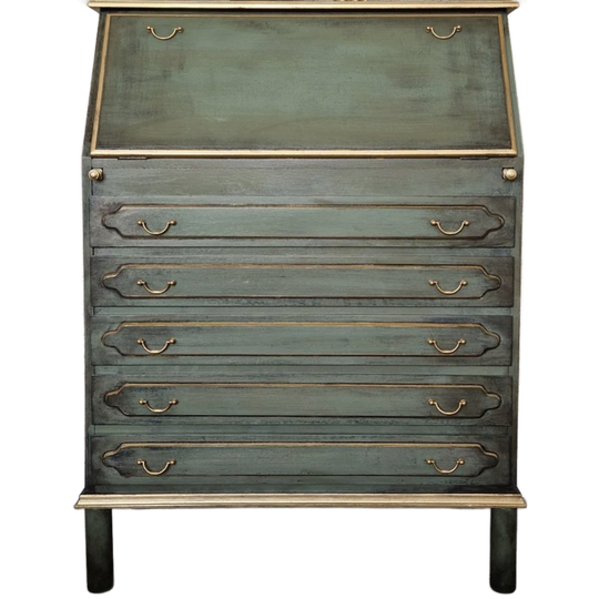 Groen En Goud Secretaire/ Vintage Look Kast 1