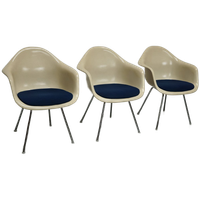 Set Van 3 Fiberglass Dax Armchairs Eames For Herman Miller / Vitra