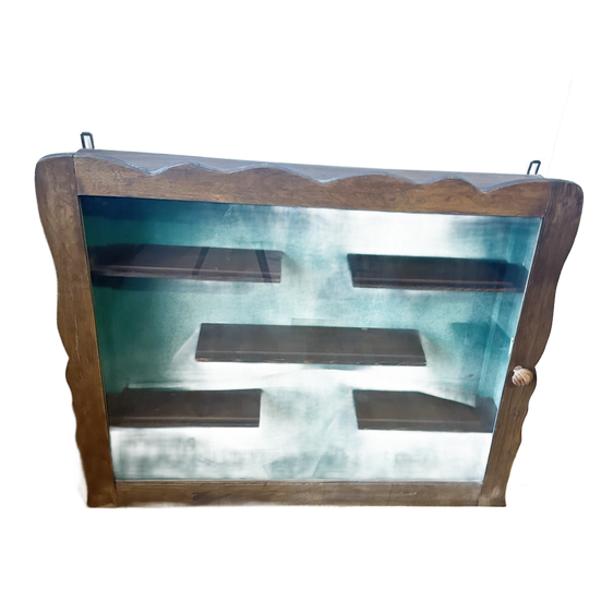 Large Old Antique Display Cabinet With Sliding Windows – Wall Display Cabinet – 1